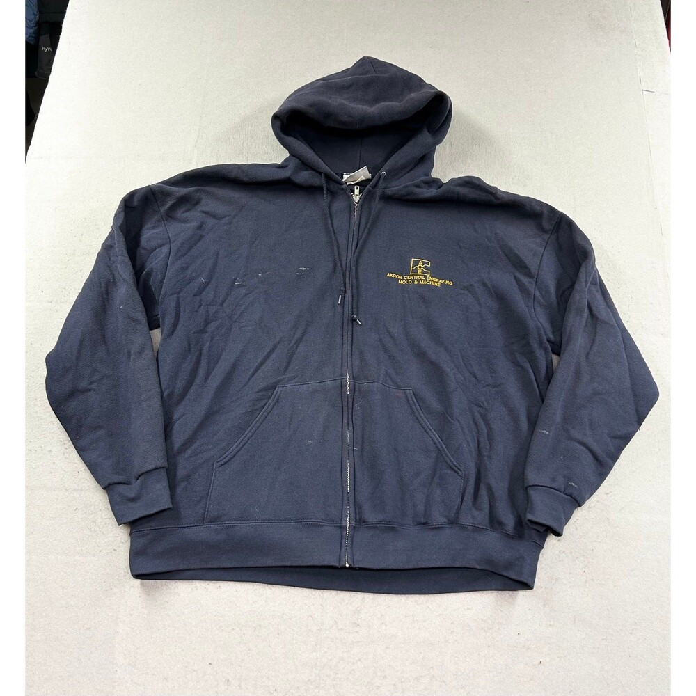Vintage Lee Heavyweight Blue Full Zip Hoodie 2XL